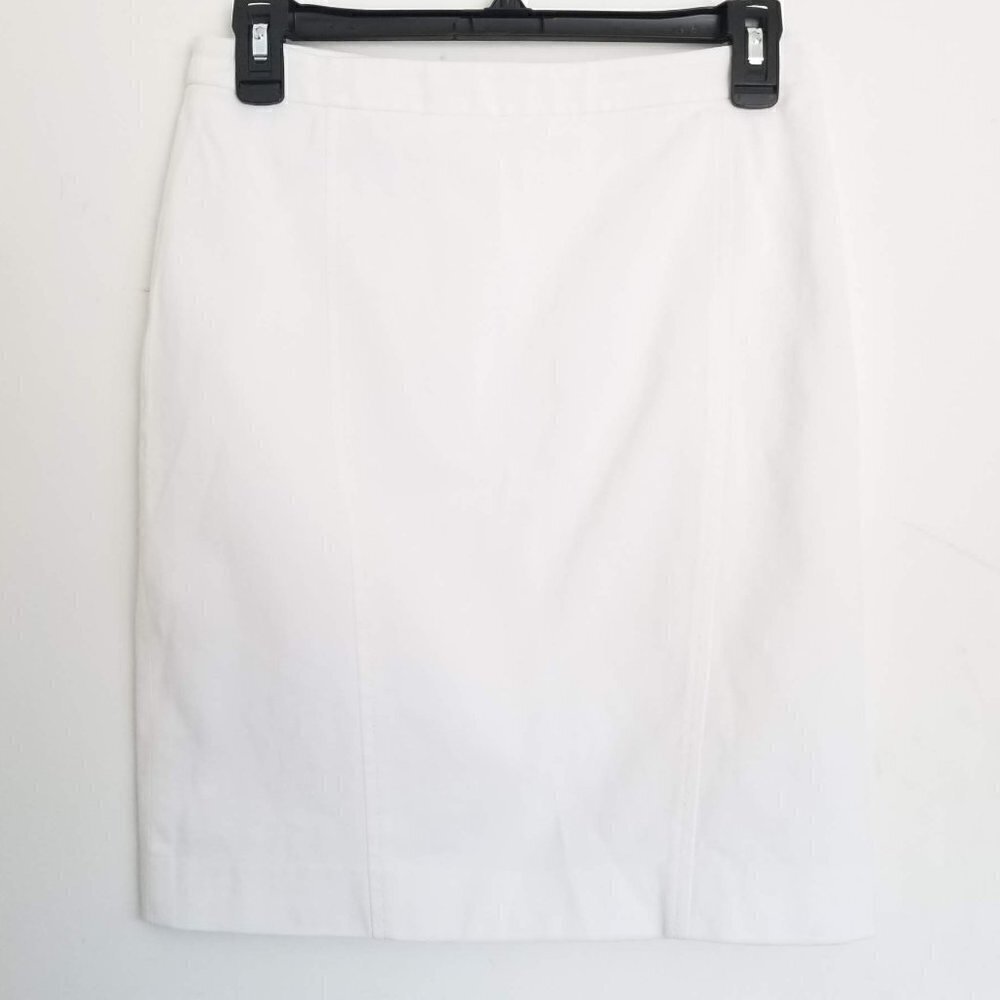 Akris Punto White Zip Up Casual Cotton Skirt Sz 4